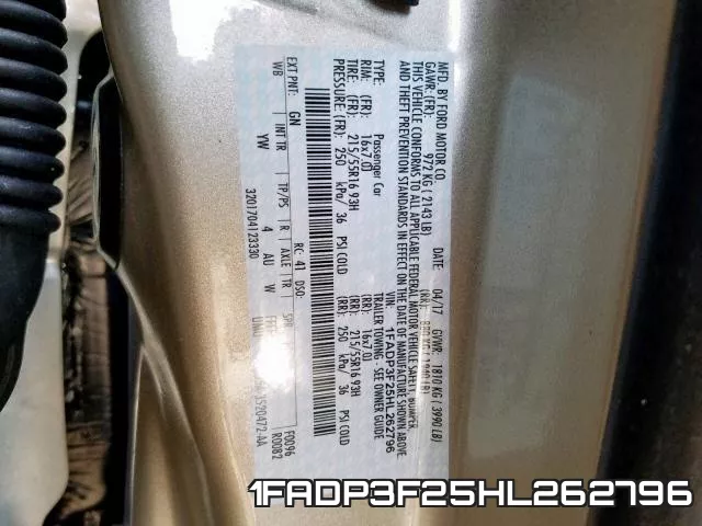 1FADP3F25HL262796 фото 2