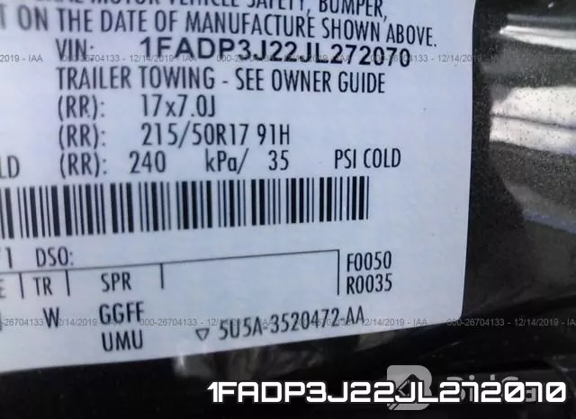 1FADP3J22JL272070 фото 8