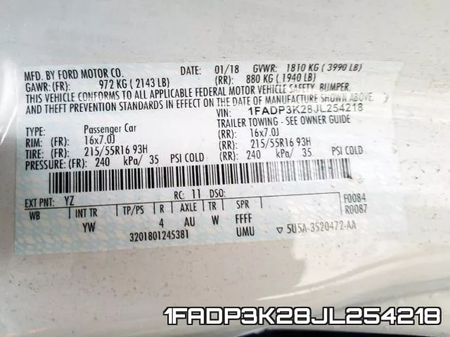 1FADP3K28JL254218 фото 2