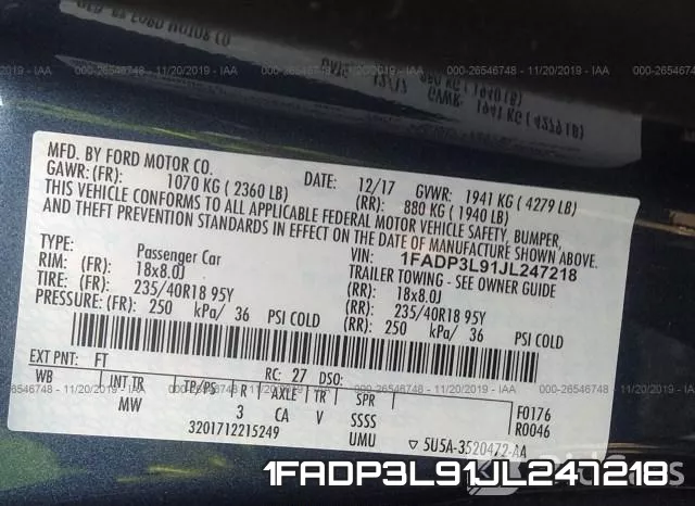 1FADP3L91JL247218 фото 9
