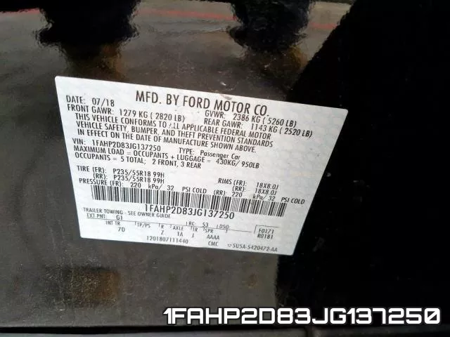 1FAHP2D83JG137250 фото 2