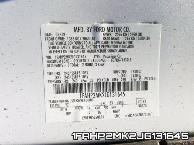 1FAHP2MK2JG131645 фото 2