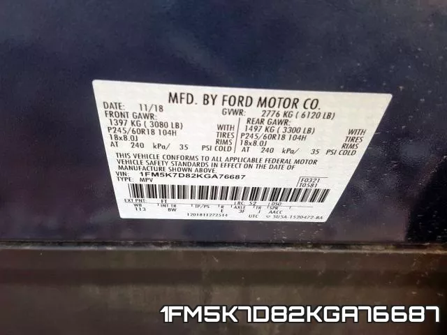 1FM5K7D82KGA76687 фото 2