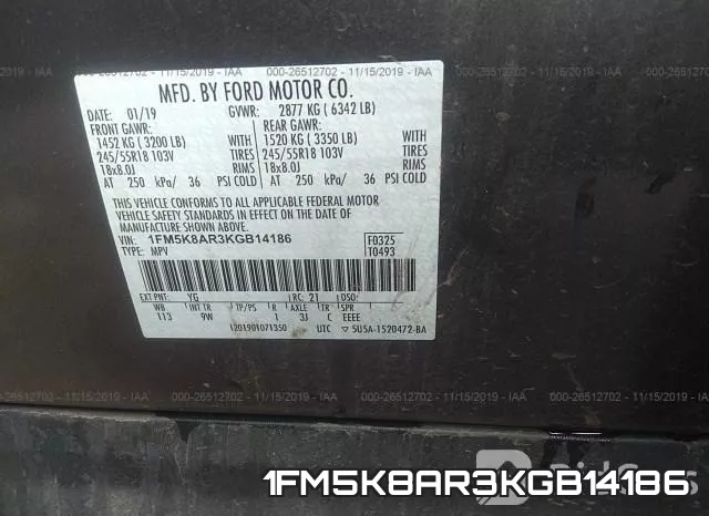 1FM5K8AR3KGB14186 фото 9