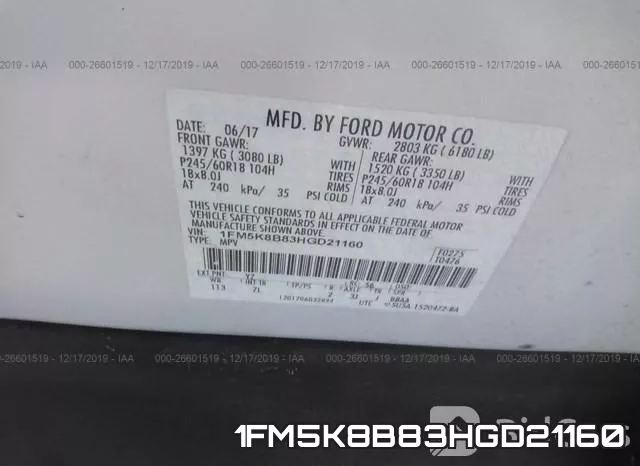 1FM5K8B83HGD21160 фото 9