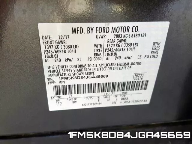 1FM5K8D84JGA45669 фото 2