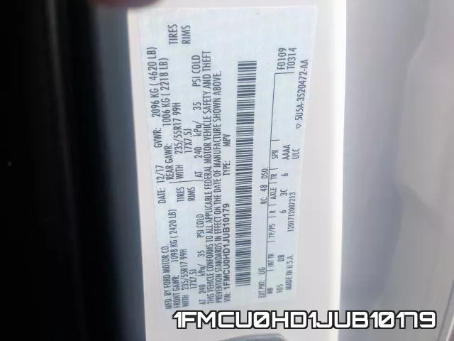 1FMCU0HD1JUB10179 фото 2