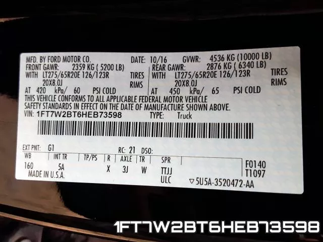1FT7W2BT6HEB73598 фото 2