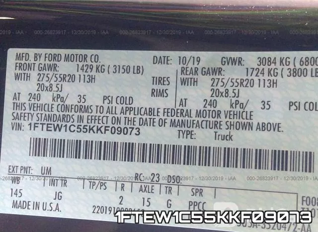 1FTEW1C55KKF09073 фото 9