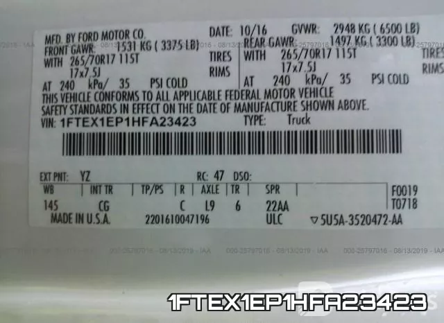 1FTEX1EP1HFA23423 фото 9