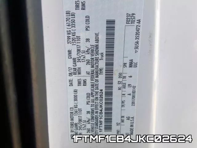 1FTMF1CB4JKC02624 фото 2