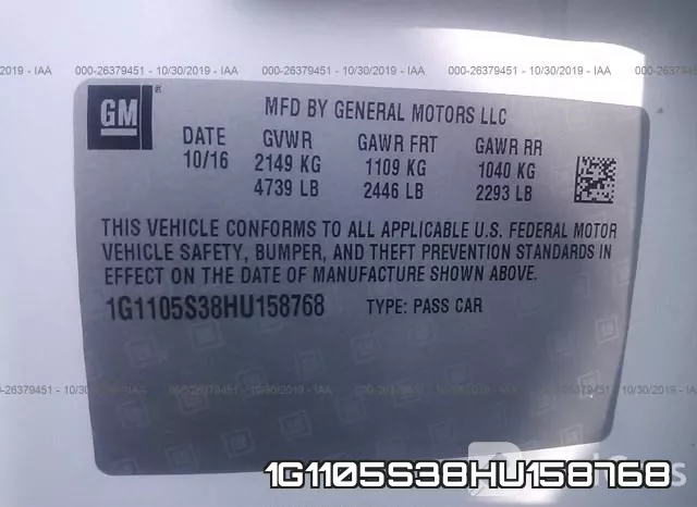 1G1105S38HU158768 фото 9