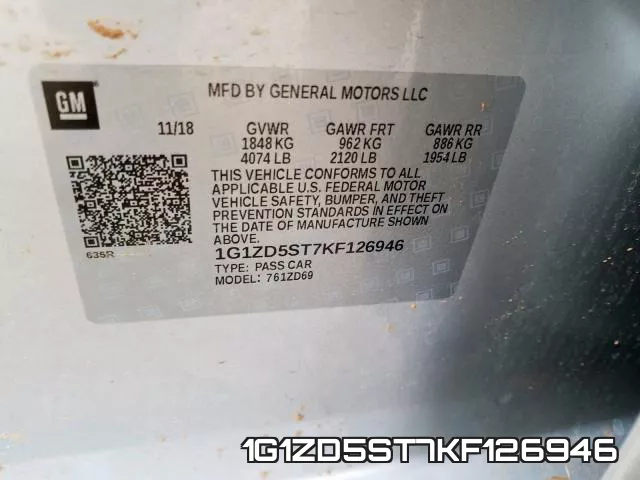 1G1ZD5ST7KF126946 фото 2