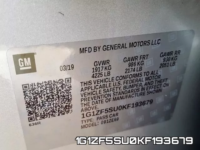 1G1ZF5SU0KF193679 фото 2