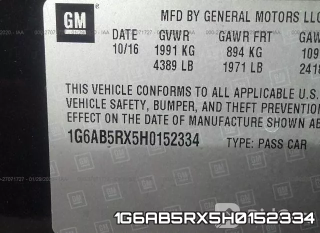 1G6AB5RX5H0152334 фото 7