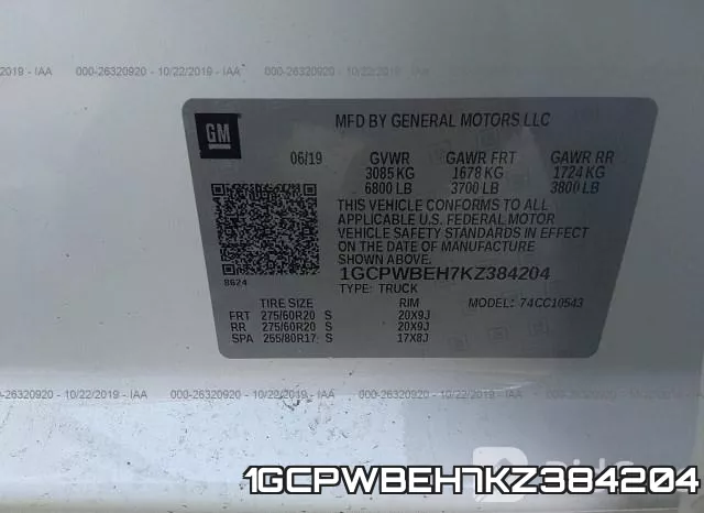 1GCPWBEH7KZ384204 фото 7