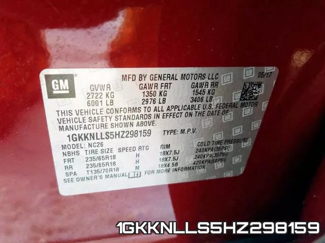 1GKKNLLS5HZ298159 фото 2