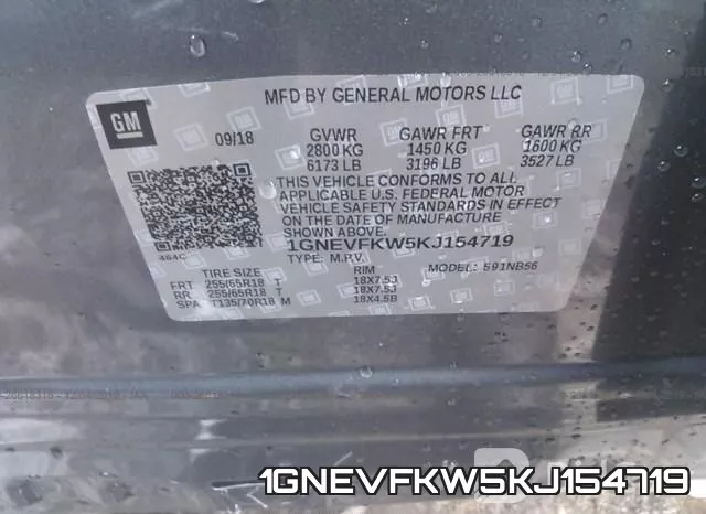 1GNEVFKW5KJ154719 фото 9