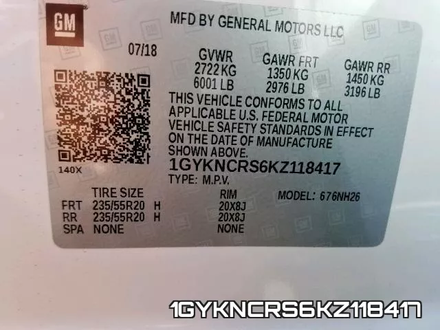 1GYKNCRS6KZ118417 фото 2