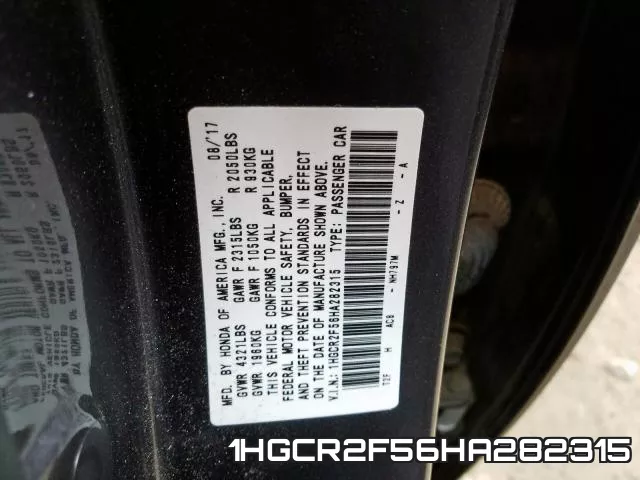 1HGCR2F56HA282315 фото 2