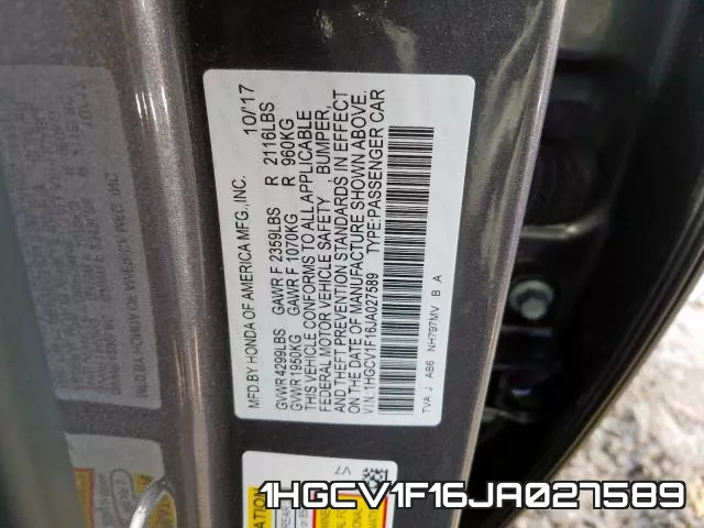 1HGCV1F16JA027589 фото 2