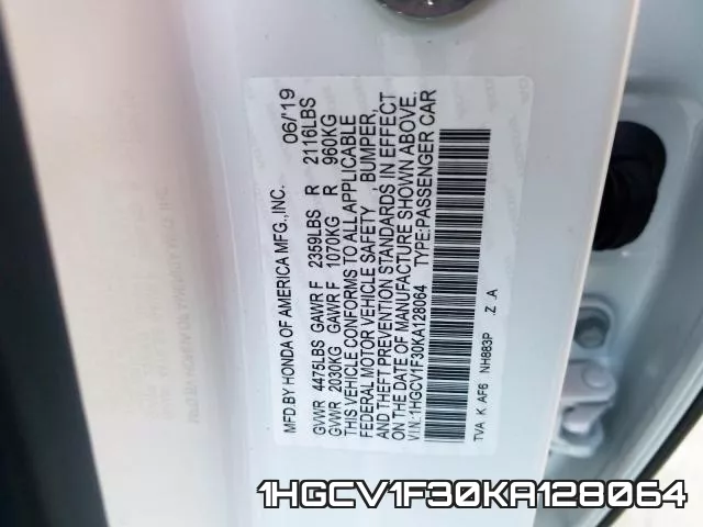 1HGCV1F30KA128064 фото 2