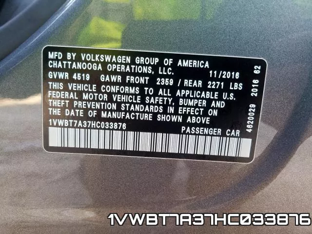1VWBT7A37HC033876 фото 2