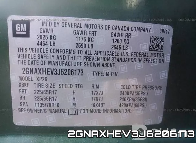 2GNAXHEV3J6206173 фото 8