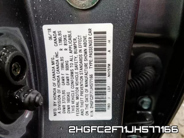 2HGFC2F71JH577166 фото 2