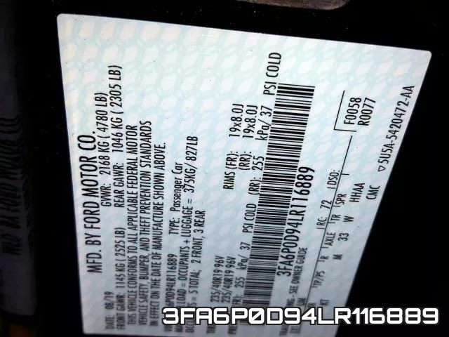 3FA6P0D94LR116889 фото 2