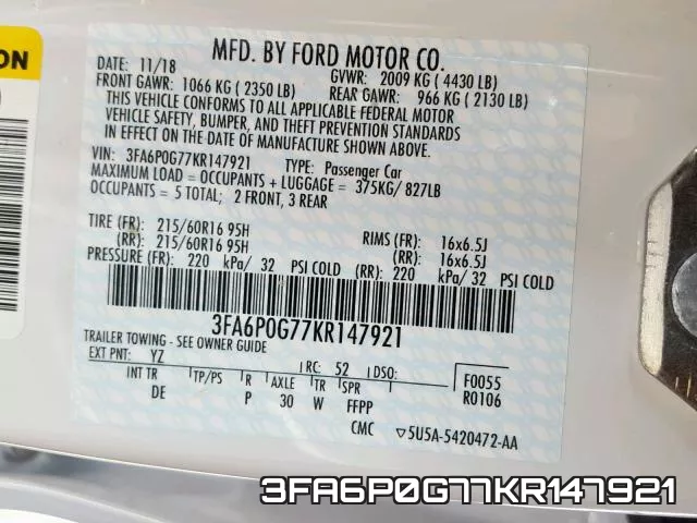 3FA6P0G77KR147921 фото 2