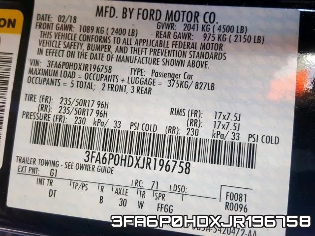3FA6P0HDXJR196758 фото 2