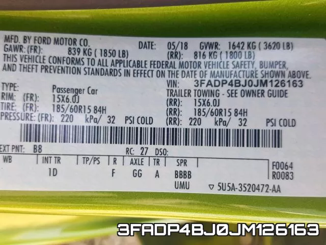 3FADP4BJ0JM126163 фото 2