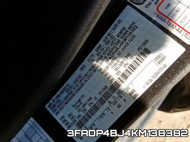 3FADP4BJ4KM138382 фото 2