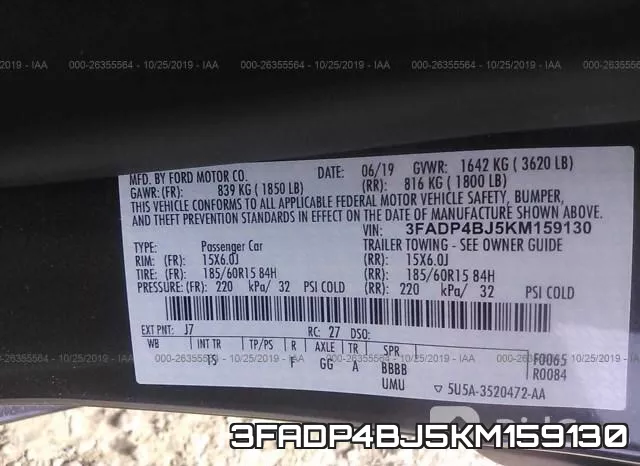 3FADP4BJ5KM159130 фото 9