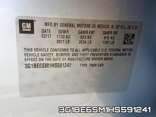3G1BE6SM1HS591241 фото 2