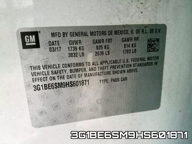 3G1BE6SM9HS601871 фото 2