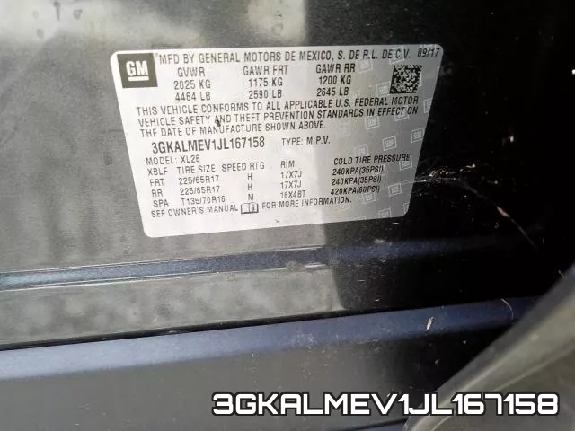 3GKALMEV1JL167158 фото 2