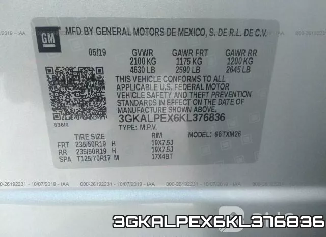 3GKALPEX6KL376836 фото 9