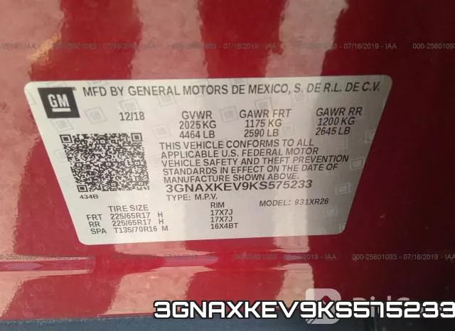 3GNAXKEV9KS575233 фото 9