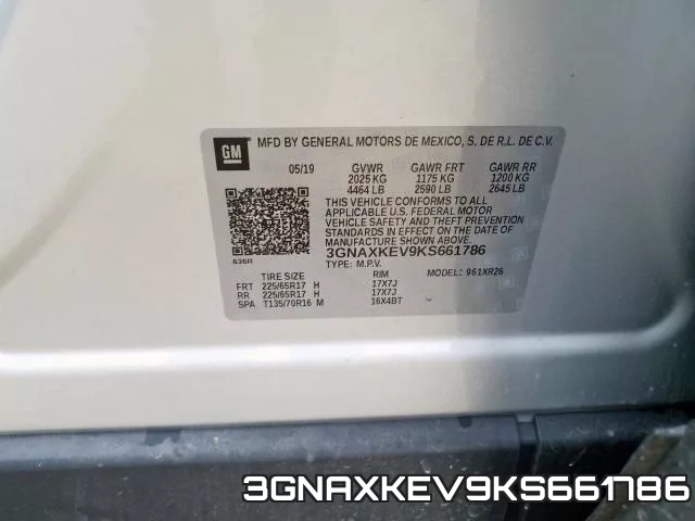 3GNAXKEV9KS661786 фото 2
