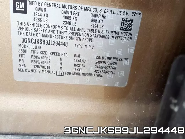 3GNCJKSB9JL294448 фото 2