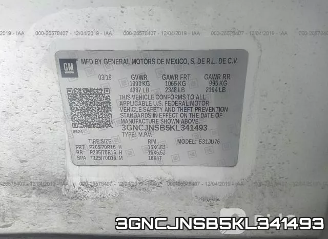 3GNCJNSB5KL341493 фото 9