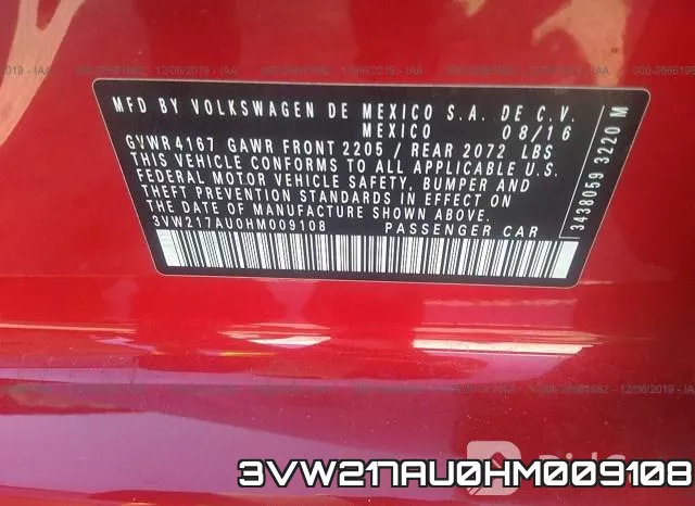 3VW217AU0HM009108 фото 8