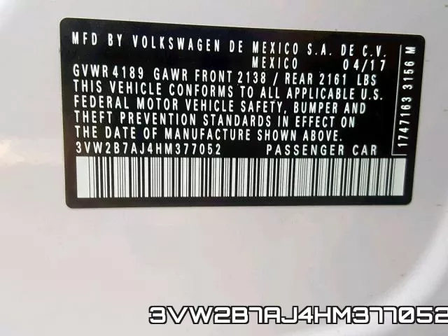 3VW2B7AJ4HM377052 фото 2