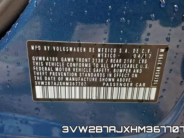 3VW2B7AJXHM367707 фото 2