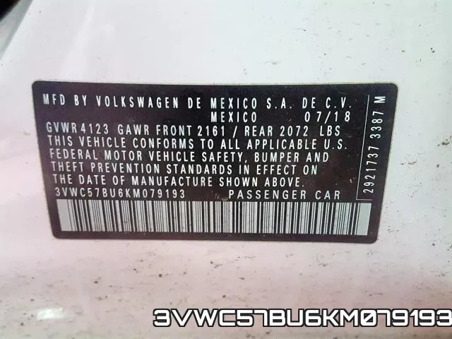 3VWC57BU6KM079193 фото 2