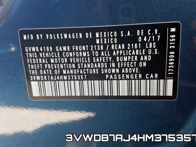 3VWDB7AJ4HM375357 фото 2
