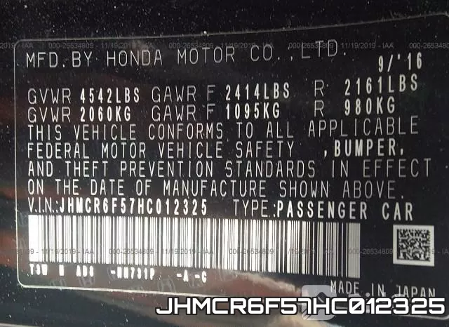 JHMCR6F57HC012325 фото 9