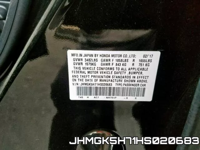 JHMGK5H71HS020683 фото 2